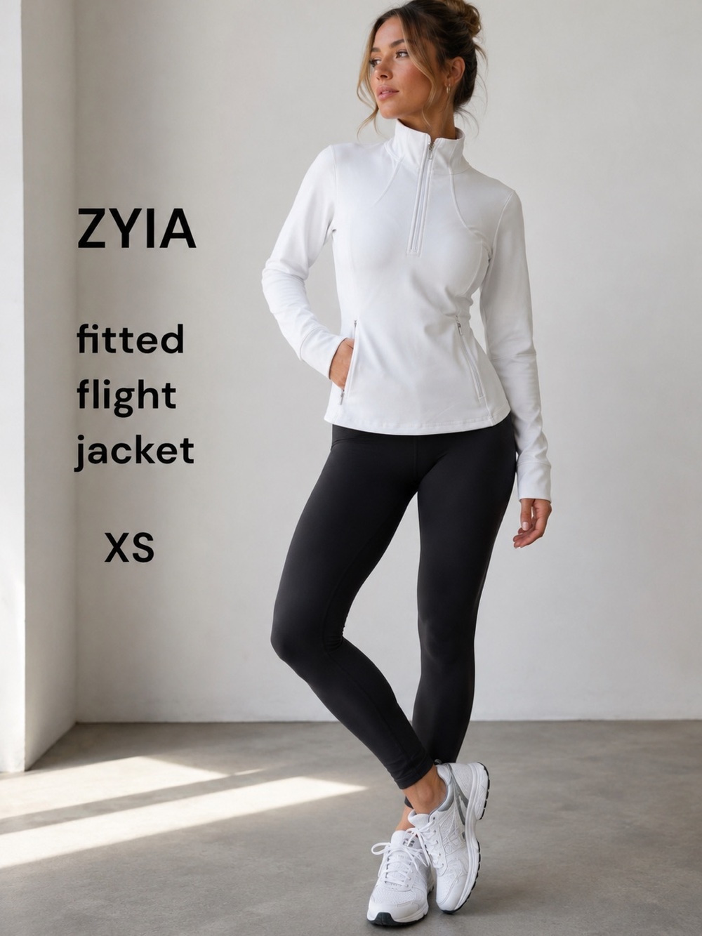 ZYIA white fitted flight jacket size XS